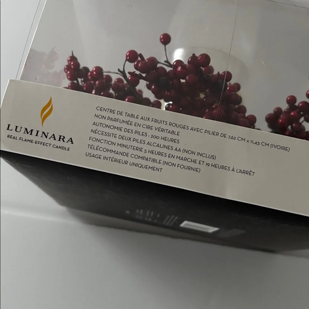 Luminare Red Berries and Ivory Flameless LED Candle Set